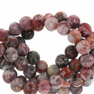 Natural stone beads round 8mm matte Red leopard